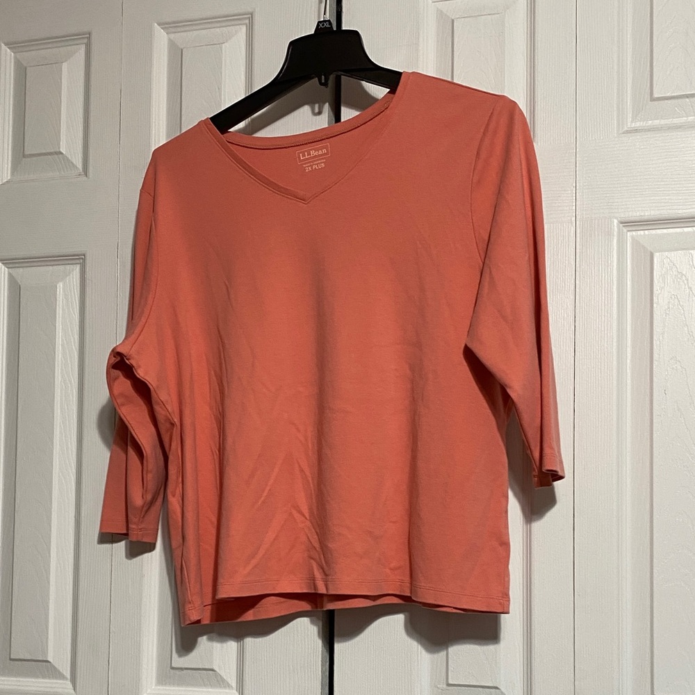 LL Bean dusty peach casual knit top shirt size 2X